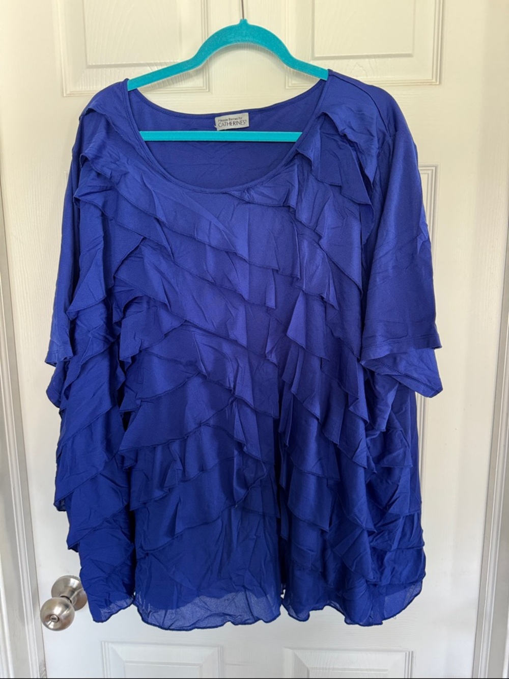 Catherines Blue Layered Ruffle Scoop Neck Tunic